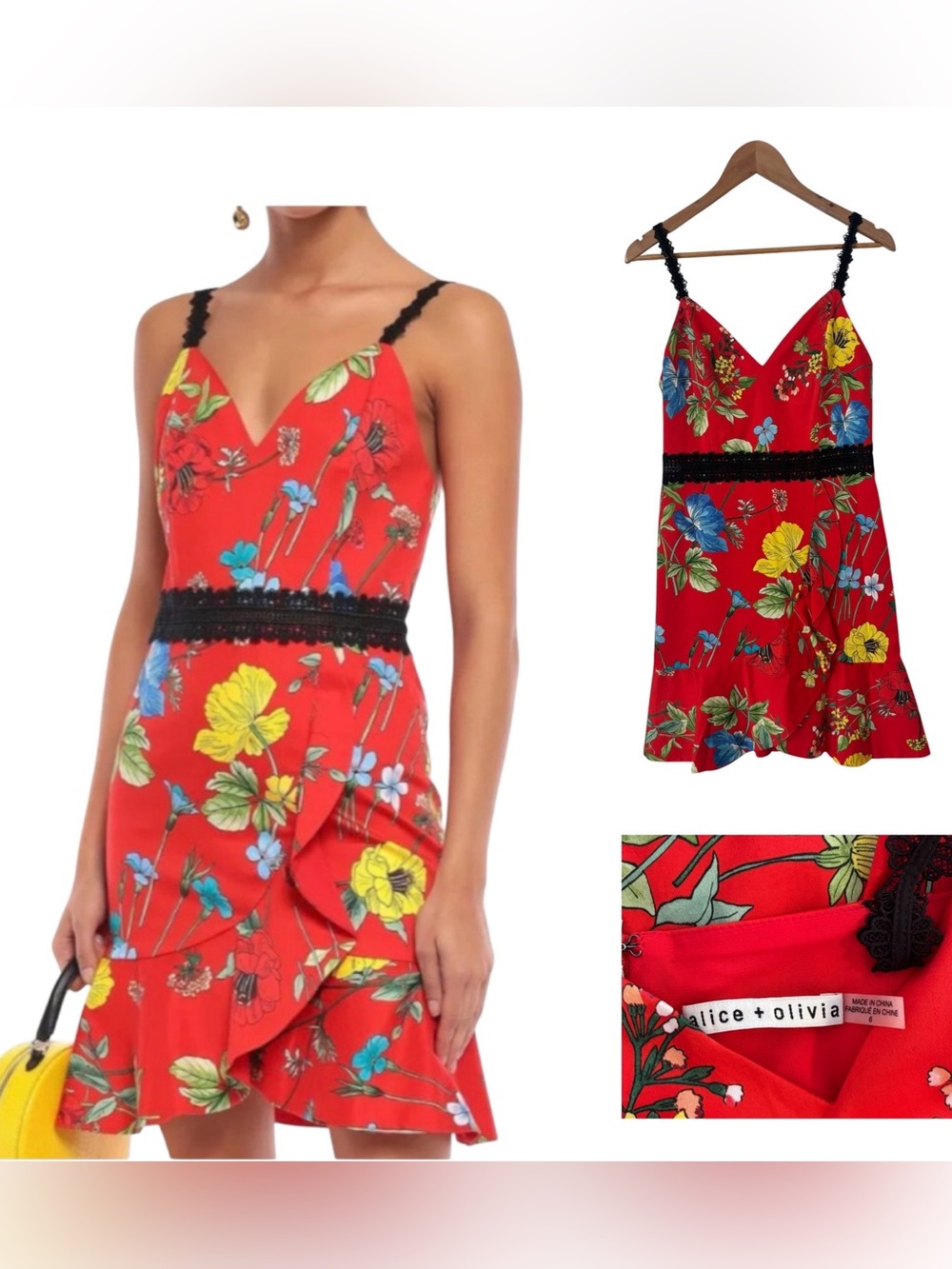 Alice + Olivia Floral Lace Mini Dress - Picture 1 of 4